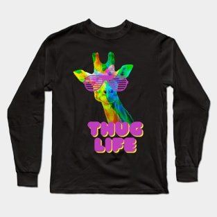 Thug Life Neon Giraffe Long Sleeve T-Shirt